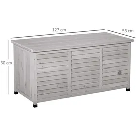 Outsunny Gartenbox, Kissenbox, Aufbewahrungsbox, Aufbewahrungsbox, Gartentruhe, wetterbeständig, Massivholz, 127 x 56 x 60 cm,