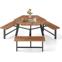 Costway Picknicktisch Set 4-tlg. Braun/Schwarz