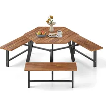 Costway Picknicktisch Set 4-tlg. Braun/Schwarz