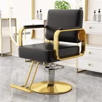 HJDSUDU Hydraulischer Friseurstuhl, hydraulische Friseur-Stylingstühle für Salonfriseur, höhenverstellbar, 360° drehbar, Edelstahl-Armlehnen-Salon-Stylingstühle,A