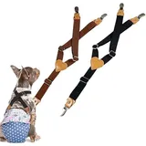 Taicols 2 Stück Bauchband, Geschirr für Hunde, verstellbar für Welpen, für Windeln für Welpen, Bauchband, Hosenträger für Welpen, Hosenträger für Welpen, Hosenträger (Schwarz/Braun, M)