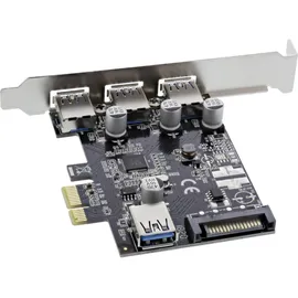 InLine Schnittstellenkarte, 3x+1x USB 3.0, PCIe, mit SATA Strom + LP-Slotblech