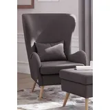 Guido Maria Kretschmer Home & Living Sessel "Salla auch in Fellimitat und Feincord, viele Bezugsarten, Ohrensessel", grau (anthrazit), H:118cm T:94cm, Samtcord (92% Polyester 8% Polyamid), Struktur (100% Polyester), Struktur Hahnentritt (100% Polyester), Struktur fein (100% Polyester),