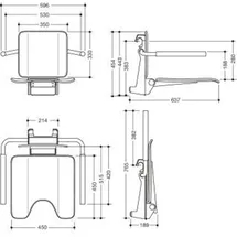 Hewi System 900 Einhängesitz schwarz matt mit Armlehnen
