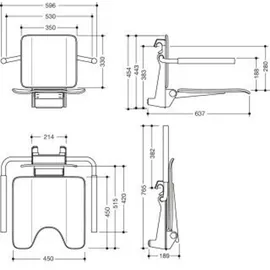 Hewi System 900 Einhängesitz schwarz matt mit Armlehnen