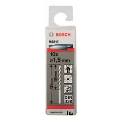 Metallbohrer HSS-G, DIN 338, 1,5 x 18 x 40 mm, 10er-Pack