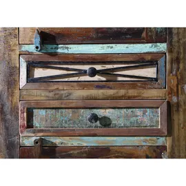 Massivmoebel24 Vitrine Altholz 60 x 35 x 190 cm Mehrfarbig