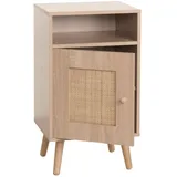 Mendler Nachttisch HWC-M39, Nachtschrank Kaffeetisch Beistelltisch, Staufächer, Kubu Rattan Holz Melamin, Eiche-Optik 71x40x41cm
