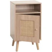 Mendler Nachttisch HWC-M39, Nachtschrank Kaffeetisch Beistelltisch, Staufächer, Kubu Rattan Holz Melamin, Eiche-Optik 71x40x41cm