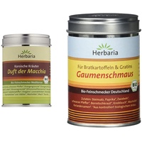 Herbaria "Duft der Macchia" Korsische Kräuter, 80g & "Gaumenschmaus" Bratkartoffelgewürz, 100 g - Bio