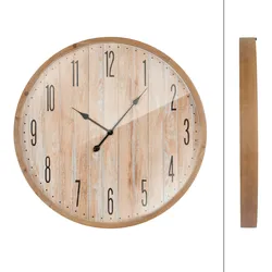 Runde Wanduhr Dekouhr Designuhr MDF Holz Retro Wohnzimmer Vintage Glas Ø76 cm