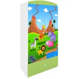 Raumhirsch Furniture Kinderkleiderschrank mit Tiermotiven - Kleiderschrank für Kinder (Kinderzimmerschrank für Jungen & Mädchen, Mit Ablagefächern & Kleiderstange) neutrale Motive, langlebig, verschiedene Farben & Designs grün