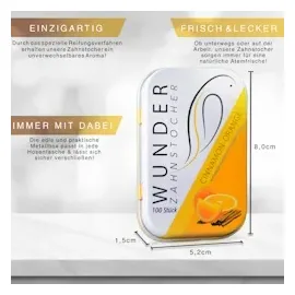 Wunder Zahnstocher mit Geschmack - Metalldose - Zimt/Orange
