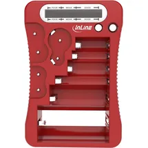 InLine InLine® Batterietester mit LCD-Anzeige, für Rund/Knopfzellen sowie 9V-Block, rot