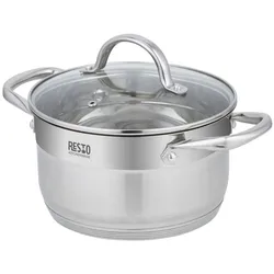 Kochtopf RESTO KITCHENWARE "Rigel, Topf energiesparend und spülmaschinenfest", silber (silberfarben), H:11,5cm L:30cm Ø:20cm, Töpfe, Kochtopf Fleischtopf, mit hitzebeständigem Glasdeckel, im Geschenkkarton