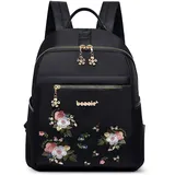 DIRRONA Mode Rucksack Damen Bunt Bedruckter Rucksack Beiläufig Wasserdichter Nylon Rucksack für Damen Leichte Stilvolle Schultaschen für den Täglichen Ausgehen Reisen Arbeiten Schwarz