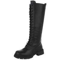 Ital-Design Schnürstiefel Damen Schwarz 38