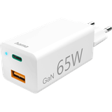 Hama Schnellladegerät GaN 1x USB-C PD 1x USB-A QC Mini-Ladegerät 65W weiß