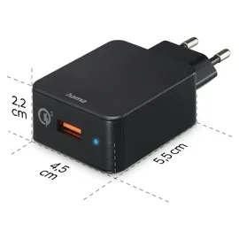 Hama Schnellladegerät USB-A 19,5 W Schwarz