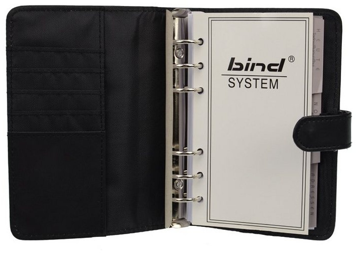 BIND Ringbuchkalender 1 Systemplaner Lederimitat Manager-Planer A6 ohne Kalender schwarz schwarz