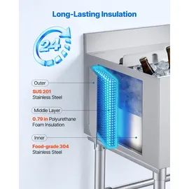 Vevor Eisbehälter 46,7 L 455 x 455 x 850 mm Weiß