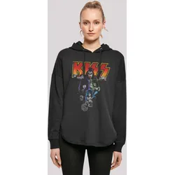 Sweatshirt F4NT4STIC "Kiss Rock Music Band Neon Band", Damen, Gr. XS, schwarz, Obermaterial: 100% Baumwolle, casual, oversize, Langarm ohne Bündchen, Sweatshirts, Premium Qualität, Band, Logo
