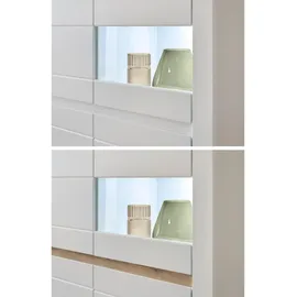 furn.design Highboard weiß matt und Evoke Eiche, Vitrine 165 x 132 cm, Wohnzimmer, Kommoden & Sideboards, Highboards