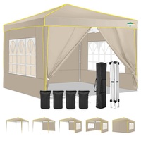 COBIZI Pavillon 3x3m | Wasserdicht | mit Seitenwand | Pop-Up Klicksystem | UV-Schutz 50+ | Faltpavillon | Gartenzelt | Partyzelt | Metall-Verstrebungen | Stabil | Strand Hochzeit Camping