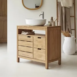 Tikamoon Waschtischunterschrank Serena aus massiver Eiche 80 cm