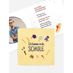 Einladungskarten Einschulung selbst gestalten mit Spruch und Fotos im Onlinedesigner bei Meine-Kartenmanufaktur.de