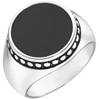 GIORGIO MARTELLO MILANO Ring Siegelring mit schwarzem Achat, Silber 925 Ringe Schwarz Herren
