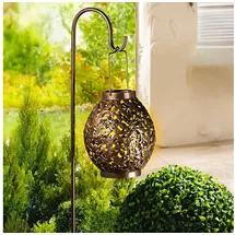 Spetebo LED Solar Ampel aus Metall in bronze - 98 x 18 cm - Deko Gartenleuchte in kalt weiß - Garten Dekobeleuchtung Wegeleuchte Beetstecker für Außen