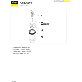 Viega Ablaufventil 7432.31 1 1/2 x 70 mm, Aufbauhöhe Ventilunterteil 40 mm, Kunststoff