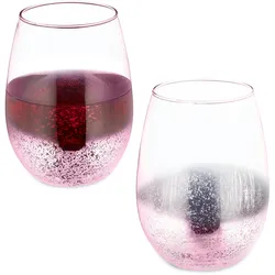Relaxdays Weingläser ohne Stiel, 2er Set, Rotweinbecher, je 500 ml Fassungsvermögen, Wassergläser, Dessertgläser, rosa