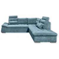 Stella Trading NALO Ecksofa mit Schlaffunktion, Stoffbezug Denim - Blau