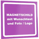 Kiwistar Magnetschild personalisiert - mit Wunschtext Foto und Logo bedruckt - Fahrzeugmagnet für Auto KFZ LKW Transporter Wohnmobil (lila, 20x20 cm)
