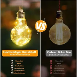 salcar Lichterkette LED 10M Hanfseil 20 Glühbirnen Solar wetterfest Warmweiß