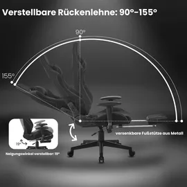 Woltu Gamingstuhl Bürostuhl Stoffbezug Schwarz