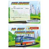 Geburtstagskarten (8 Stück)"Busfahrt" zum Einladen Einladungskarten Karten
