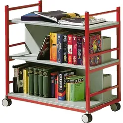 Bücherwagen mit 3 Ebenen, fahrbar