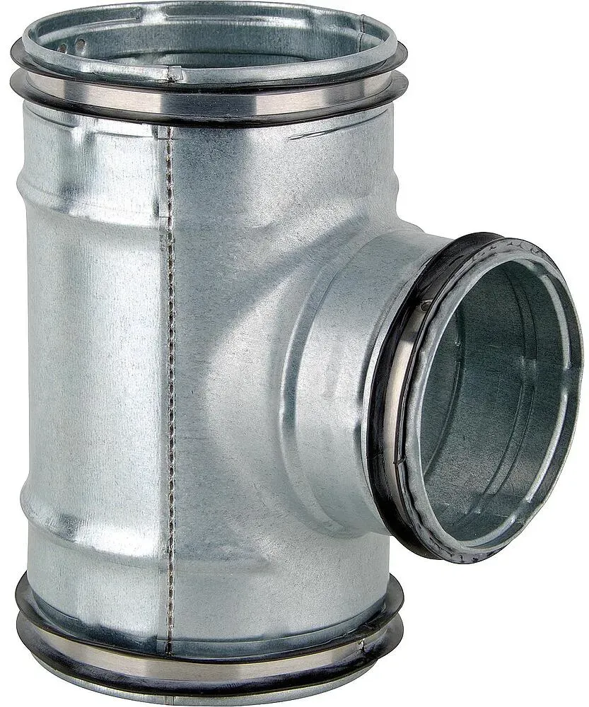 Wickelfalzrohr T-Stück reduziert, Nennweite Ø 125 x 100 x 125 mm