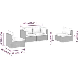 vidaXL 4-tlg. Garten-Lounge-Set mit Auflagen braun