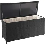 Poly-rattan Kissenbox Hhg 570, Gartentruhe Auflagenbox Truhe Premium Schwarz, 63x135x52cm 320l