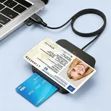 2IN1 USB-A & USB-C Chipkartenleser mit NFC - USB SmartCard Reader/SIM Kartenlesegerät - kompatibel mit Mac OS X + Windows 11 - für den neuen Personalausweis Gesundheitskarte Bankkarten