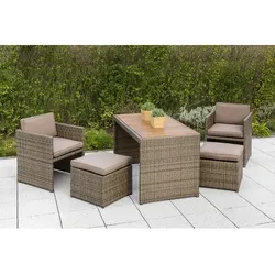 MERXX Gartenmöbelset, 4 Sitzplätze, Kunststoff/Polyester/schaumstoff - braun