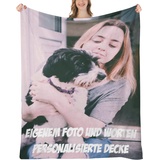 Personalisierte Decke, Fotodecke mit Eigenem Foto, Individuelle Decke mit Foto und Worten Geburtstage und Weihnachten Personalisierte Geschenke für Mama, Papa, Kind, Liebhaber, Freund, 80x120cm