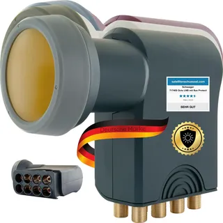 SCHWAIGER 7402 Octo LNB 8 Teilnehmer Low Noise Blockconverter LNC Sun Protect digital hitzebeständig LNB-Kappe Satellitenschüssel-Zubehör für Multischalter Wetterschutz vergoldete Kontakte anthrazit