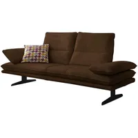 2-Sitzer W.SCHILLIG "broadway", braun (chocolate s37), B:216cm H:94cm T:96cm, Stoff S37 (100% Polyester): Luxus-Microfaser in Lederoptik, Sofas, Sitztiefenverstellung, Kopfteil- & Seitenteilverstellung, Breite 216cm