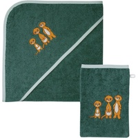 Wörner Handtuch Set »Erdmännchen Kapuzenbadetuch 100/100 mit Waschhandschuh«, (Spar-Set, 2 St.), mit süßer Stickerei Erdmännchen, braun