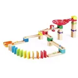 Hape Murmelbahn E1102 Zweispurige Murmelbahn mit Domino, ab 3 Jahre, aus Holz, 12 Kugeln und 38 Bauteile